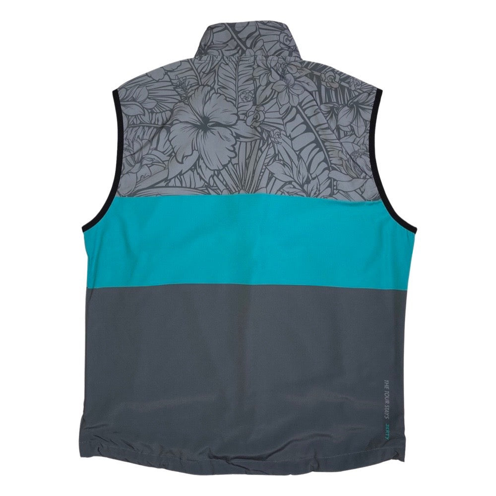 FLORAL COLOR BLOCK HYBRID VEST - TEAL/GREY